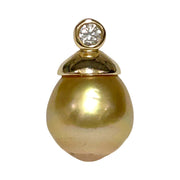 Exquisite 11.2 x 13.5mm Deep Golden Philippines Sea Pearl Pendant