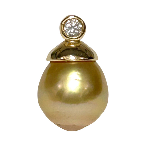 Exquisite 11.2 x 13.5mm Deep Golden Philippines Sea Pearl Pendant