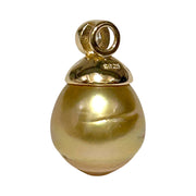 Exquisite 11.2 x 13.5mm Deep Golden Philippines Sea Pearl Pendant