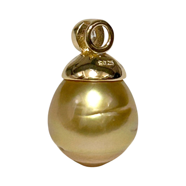 Exquisite 11.2 x 13.5mm Deep Golden Philippines Sea Pearl Pendant