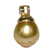 Exquisite 11.2 x 13.5mm Deep Golden Philippines Sea Pearl Pendant