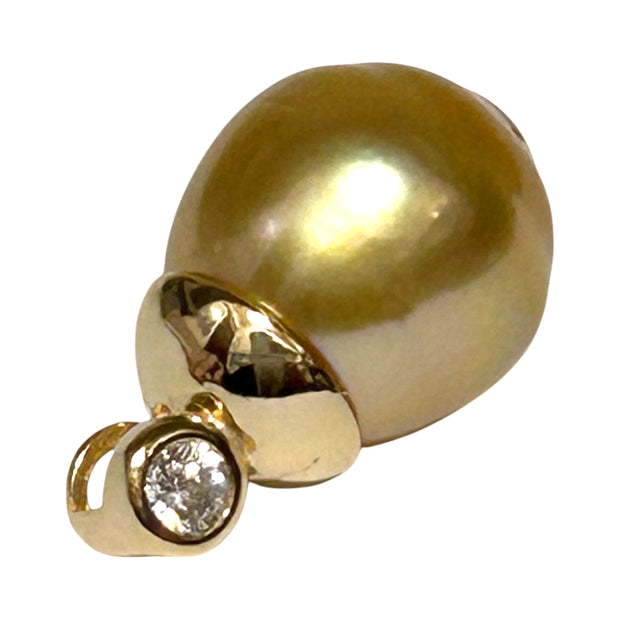 Exquisite 11.2 x 13.5mm Deep Golden Philippines Sea Pearl Pendant