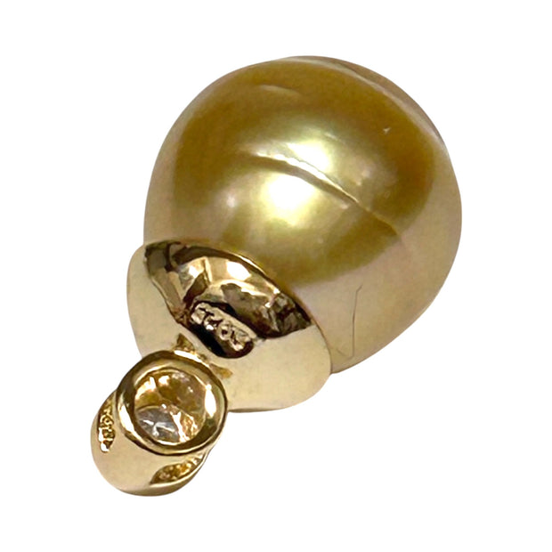 Exquisite 11.2 x 13.5mm Deep Golden Philippines Sea Pearl Pendant