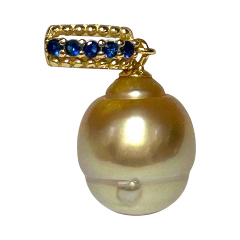 Stunning 10.9 x 13.1mm Golden Philippines South Sea Pearl Pendant