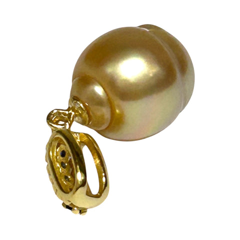 Stunning 10.9 x 13.1mm Golden Philippines South Sea Pearl Pendant