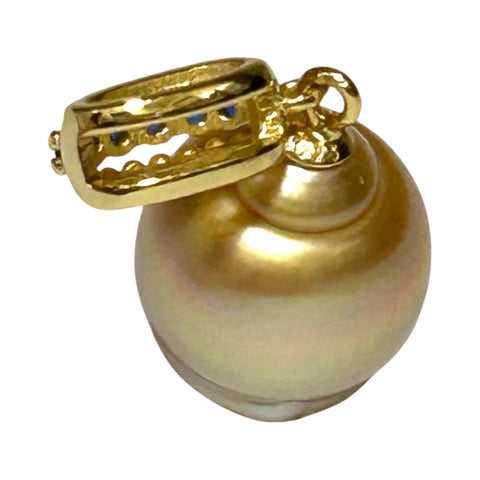 Stunning 10.9 x 13.1mm Golden Philippines South Sea Pearl Pendant