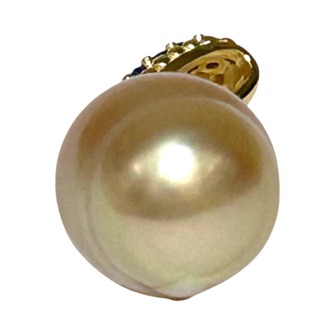 Stunning 10.9 x 13.1mm Golden Philippines South Sea Pearl Pendant