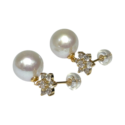 5A Quality 10.5mm Natural White Round Edison Pearl Dangle Earrings