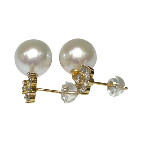 5A Quality 10.5mm Natural White Round Edison Pearl Dangle Earrings