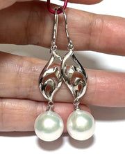 Dazzling White 10.5mm Round Edison Pearl Dangle Hook Earrings
