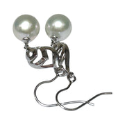 Dazzling White 10.5mm Round Edison Pearl Dangle Hook Earrings