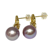 Round 10–10.5mm Edison Lustrous Lavender-Purple Round Pearl Earrings