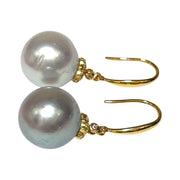 Radiant 12.5mm Indonesian South Sea Pearls Smoking Gray Blue Earrings