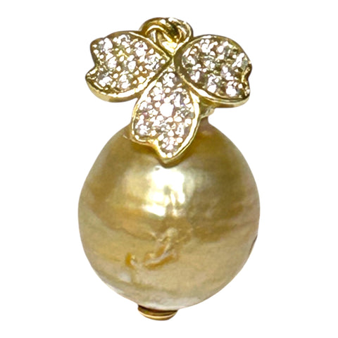 Elegant Oval 11 x 11.6mm Natural Golden South Sea Pearl Pendant