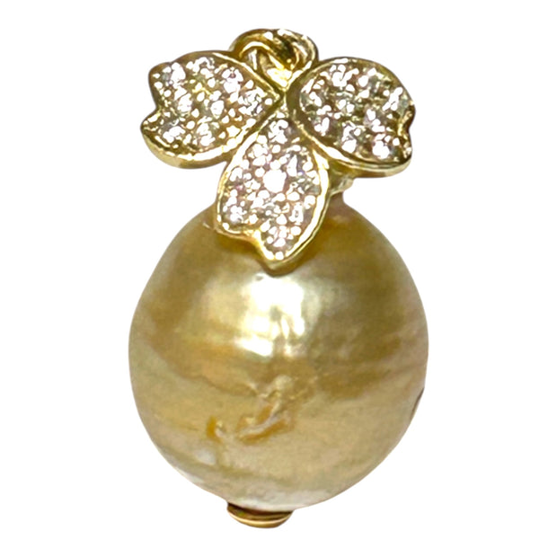 Elegant Oval 11 x 11.6mm Natural Golden South Sea Pearl Pendant