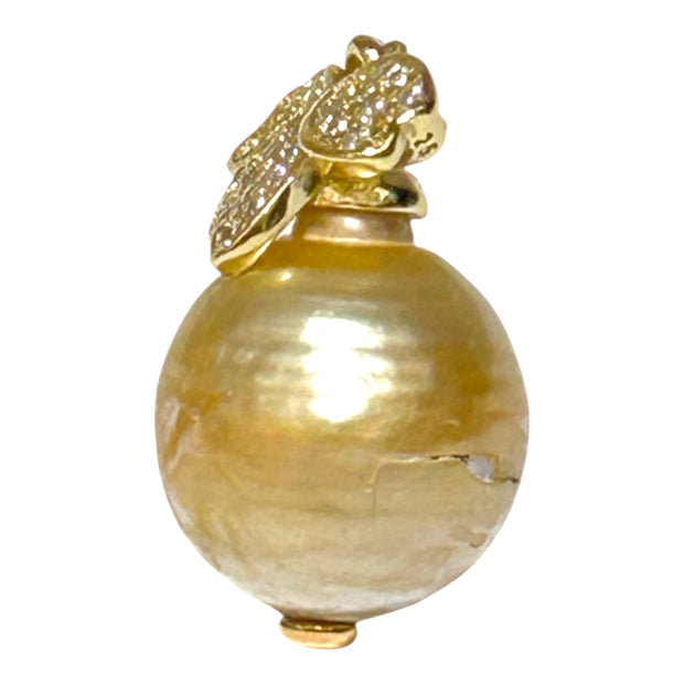 Elegant Oval 11 x 11.6mm Natural Golden South Sea Pearl Pendant