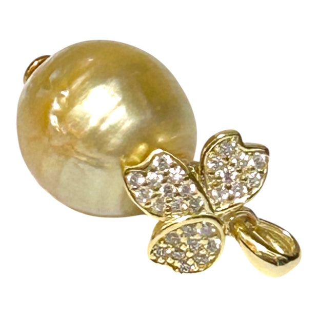 Elegant Oval 11 x 11.6mm Natural Golden South Sea Pearl Pendant