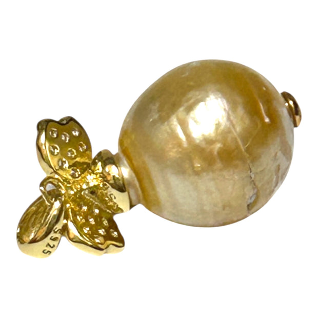 Elegant Oval 11 x 11.6mm Natural Golden South Sea Pearl Pendant