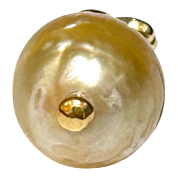 Elegant Oval 11 x 11.6mm Natural Golden South Sea Pearl Pendant