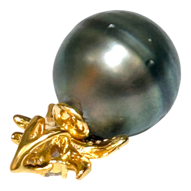Oval 12 X 12.7mm Tahitian South Sea Peacock Green Pearl Pendant
