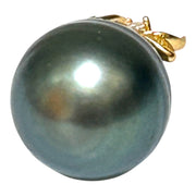 Oval 12 X 12.7mm Tahitian South Sea Peacock Green Pearl Pendant