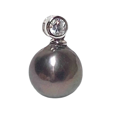 Elegant 11mm Edison Round Peacock Black Blue Pearl Pendant