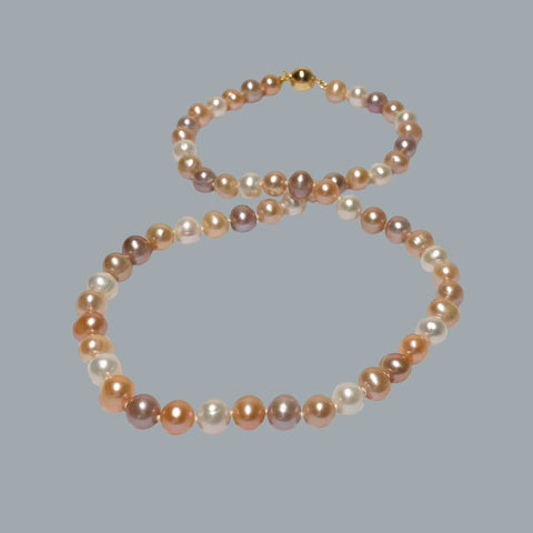 Fabulous Multi Colors 7 - 7.5mm Edison Round Pearl 18" Necklace