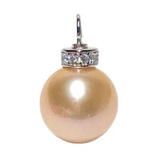 Stunning 12.1mm Edison Peach Gold Round Cultured 5A Luster Pearl Pendant