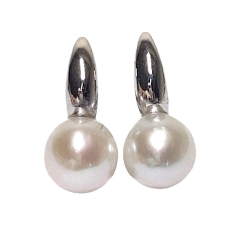 Handmade 9.5mm White Round Edison Cultured Pearl Clip-On Earrings – Elegant and Classic Jewelry