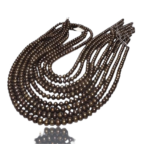 Smooth Shiny 6mm Chocolate Brown Bronze Cultured Pearls 16" Strand