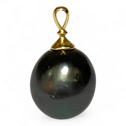 Oval 12.6 x 14.2mm Tahitian Sea Peacock Black-Green Pearl Pendant