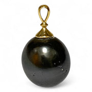 Oval 12.6 x 14.2mm Tahitian Sea Peacock Black-Green Pearl Pendant