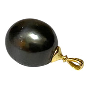 Oval 12.6 x 14.2mm Tahitian Sea Peacock Black-Green Pearl Pendant