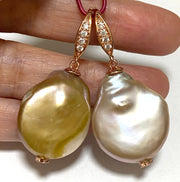 Baroque 17 x 21mm Lavender Rainbow Green Jumbo Pearl Dangle Earrings