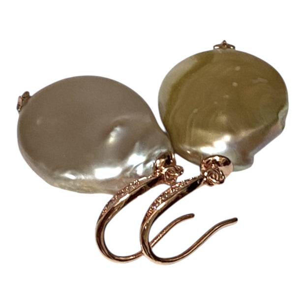 Baroque 17 x 21mm Lavender Rainbow Green Jumbo Pearl Dangle Earrings