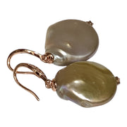 Baroque 17 x 21mm Lavender Rainbow Green Jumbo Pearl Dangle Earrings