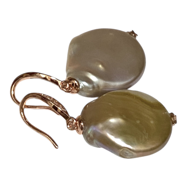 Baroque 17 x 21mm Lavender Rainbow Green Jumbo Pearl Dangle Earrings