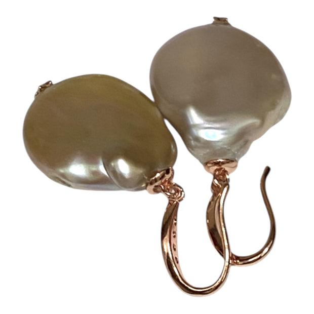 Baroque 17 x 21mm Lavender Rainbow Green Jumbo Pearl Dangle Earrings