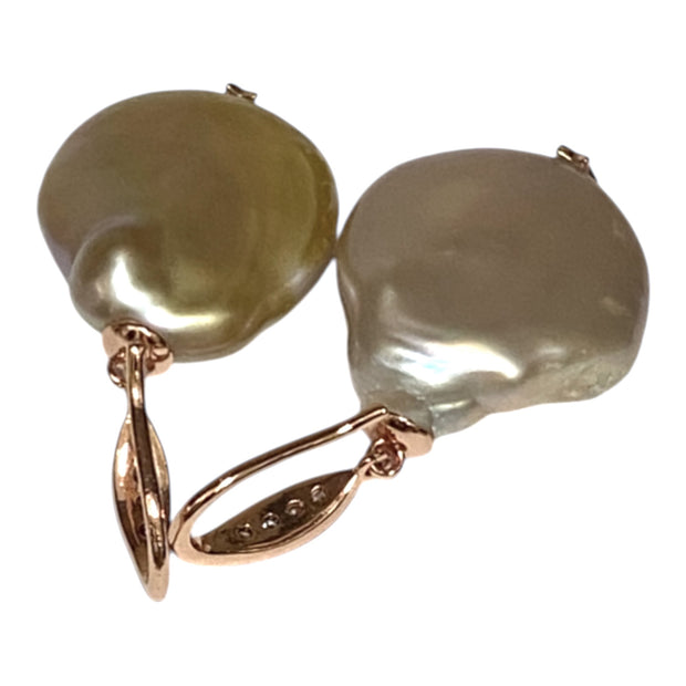 Baroque 17 x 21mm Lavender Rainbow Green Jumbo Pearl Dangle Earrings