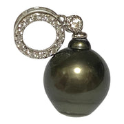 Oval Drop 12 x 14mm Tahitian Sea Peacock Black Green Pearl Pendant