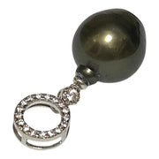 Oval Drop 12 x 14mm Tahitian Sea Peacock Black Green Pearl Pendant