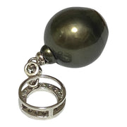 Oval Drop 12 x 14mm Tahitian Sea Peacock Black Green Pearl Pendant