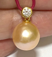 Round 11.5 - 12mm Edison Peach Pink Cultured Pearl Pendant