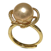 Round 9.5 - 10mm Peach Gold Pink Edison Cultured Pearl Ring Size 6-7
