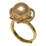 Round 9.5 - 10mm Peach Gold Pink Edison Cultured Pearl Ring Size 6-7