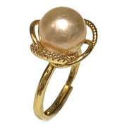 Round 9.5 - 10mm Peach Gold Pink Edison Cultured Pearl Ring Size 6-7