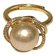 Round 9.5 - 10mm Peach Gold Pink Edison Cultured Pearl Ring Size 6-7