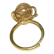 Round 9.5 - 10mm Peach Gold Pink Edison Cultured Pearl Ring Size 6-7