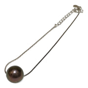 Edison 925 Sterling Silver 10mm Purple Black Round Pearl 7.5" Bracelet