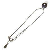 Edison 925 Sterling Silver 10mm Purple Black Round Pearl 7.5" Bracelet